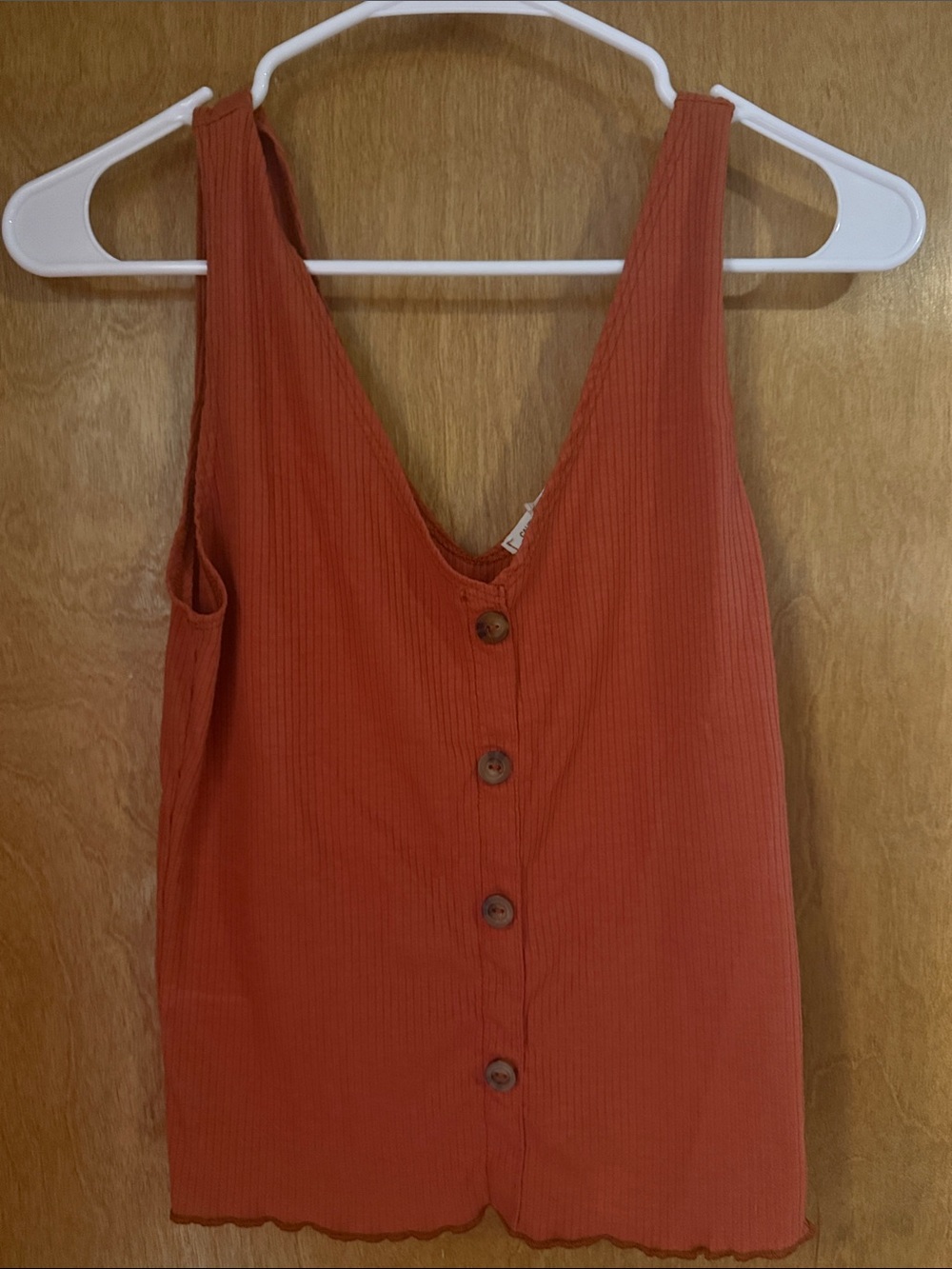 Caution To The Wind Rust Button-Front Ribbed Tank